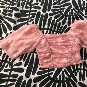 Pink Puff Sleeve Crop Top